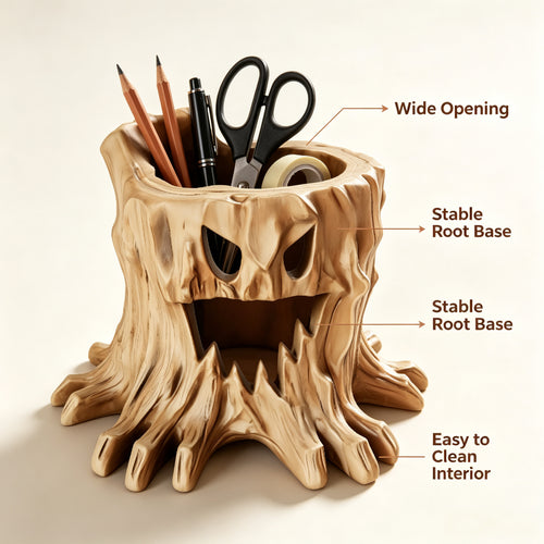 Monster Tree Stump 3D Printed Pen Holder | Cool Desk Decor & Stationery Organizer