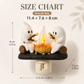3D Flickering Campfire Plug-In Night Light, Halloween & Christmas Character LED Nightlight, Cute Indoor Holiday Decoration for Bedroom, Hallway and Gifts, Resin