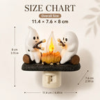 3D Flickering Campfire Plug-In Night Light, Halloween & Christmas Character LED Nightlight, Cute Indoor Holiday Decoration for Bedroom, Hallway and Gifts, Resin