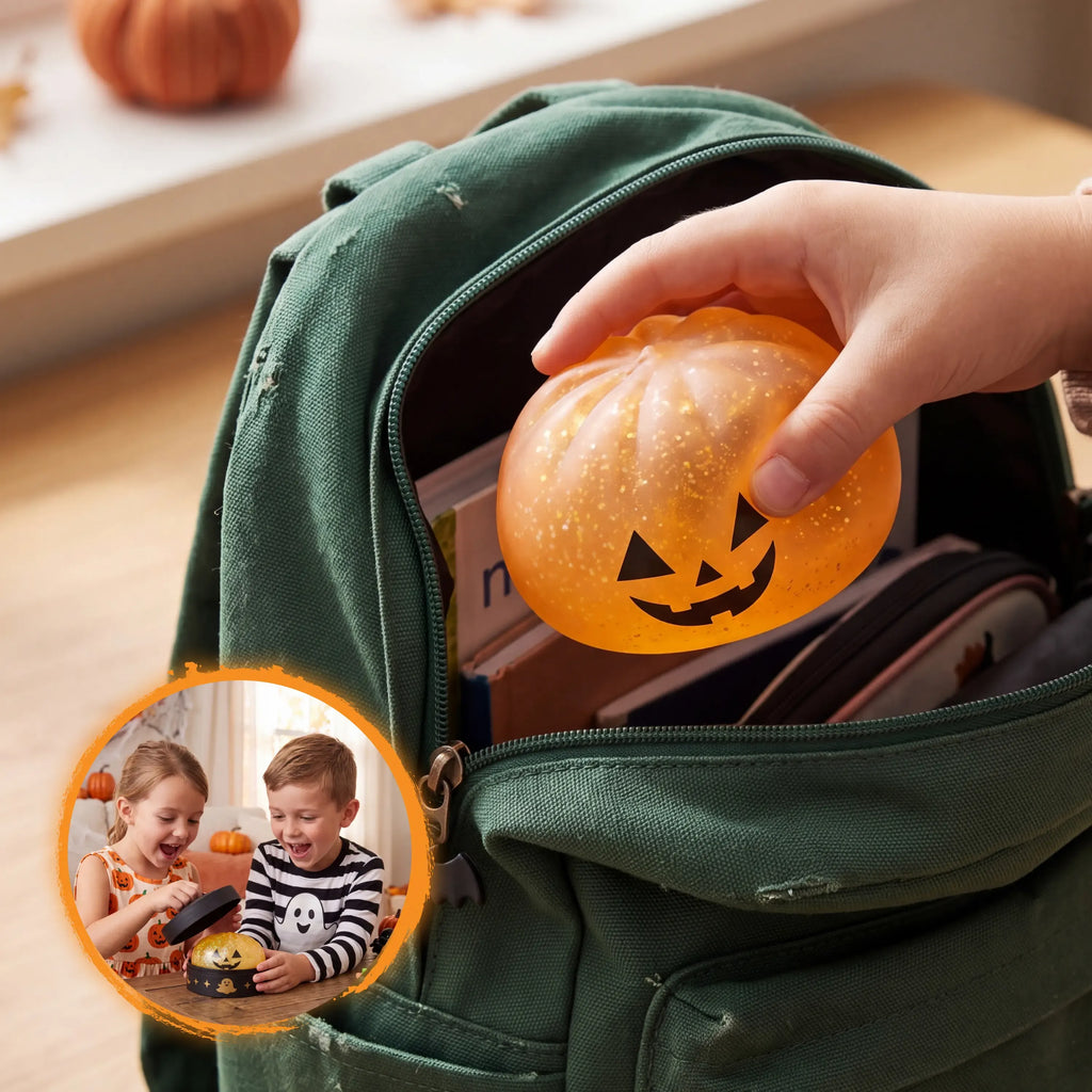 Halloween Dumpling Stress Relief Toys, 1pcs3pcs6pcs with Steamer Storage Boxes,Slow‑rebound maltose squishy toys, ideal for Halloween party gifts, featuring grimace pumpkin and little devil designs