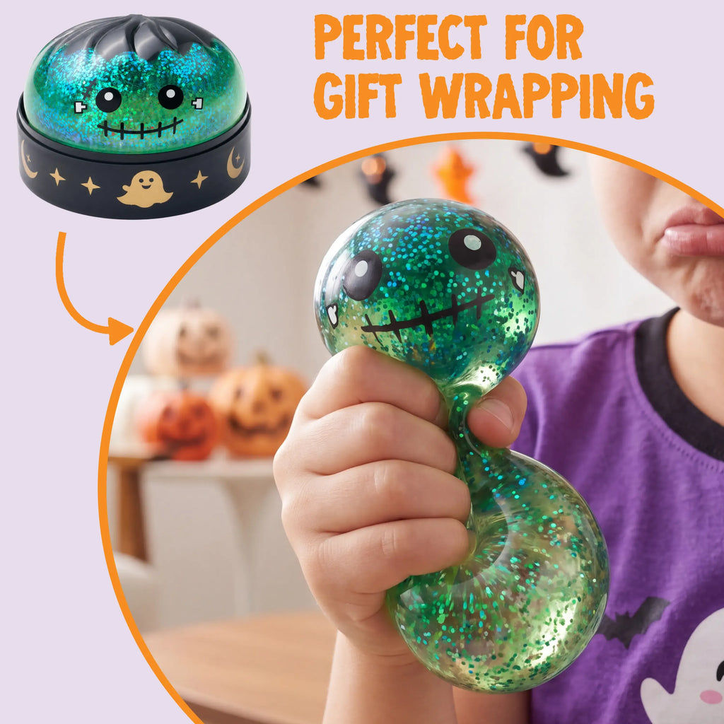 Halloween Dumpling Stress Relief Toys, 1pcs3pcs6pcs with Steamer Storage Boxes,Slow‑rebound maltose squishy toys, ideal for Halloween party gifts, featuring grimace pumpkin and little devil designs