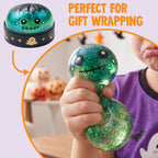 Halloween Dumpling Stress Relief Toys, 1pcs3pcs6pcs with Steamer Storage Boxes,Slow‑rebound maltose squishy toys, ideal for Halloween party gifts, featuring grimace pumpkin and little devil designs