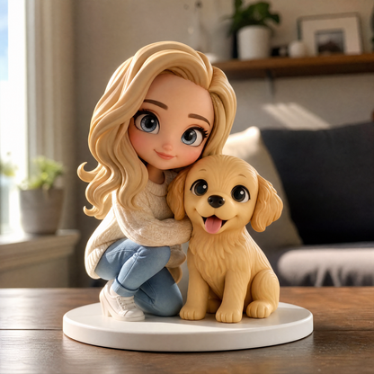 Custom Pet Figurine 3D Printed Cartoon Pet Statue, Personalized Dog Cat Memorial Figurine From Your Pet Photo