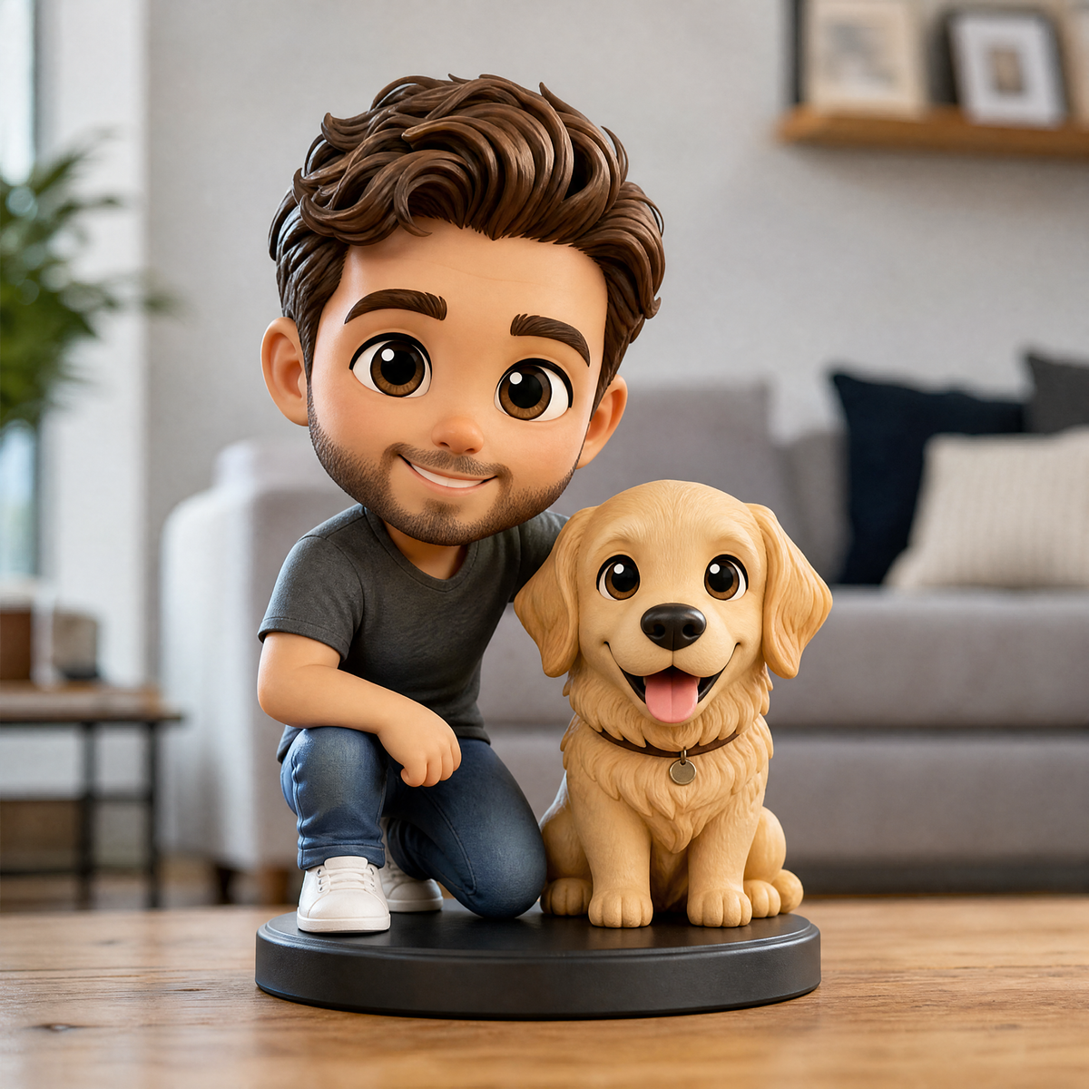 Custom Pet Figurine 3D Printed Cartoon Pet Statue, Personalized Dog Cat Memorial Figurine From Your Pet Photo