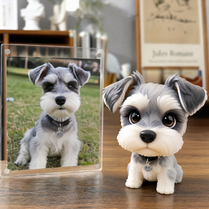 Custom Pet Figurine 3D Printed Cartoon Pet Statue, Personalized Dog Cat Memorial Figurine From Your Pet Photo