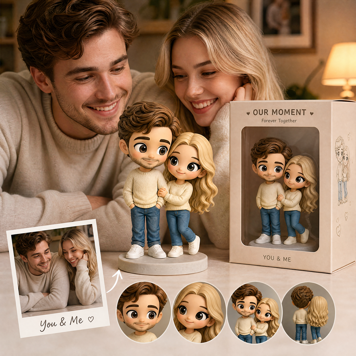 Custom 3D Cartoon Figurine | Personalized Photo‑Based Chibi Character Statue Custom Portrait Doll Ornament Gift