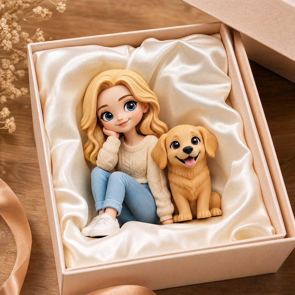 Custom Pet Figurine 3D Printed Cartoon Pet Statue, Personalized Dog Cat Memorial Figurine From Your Pet Photo